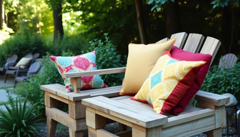 rustic outdoor chair with cushions