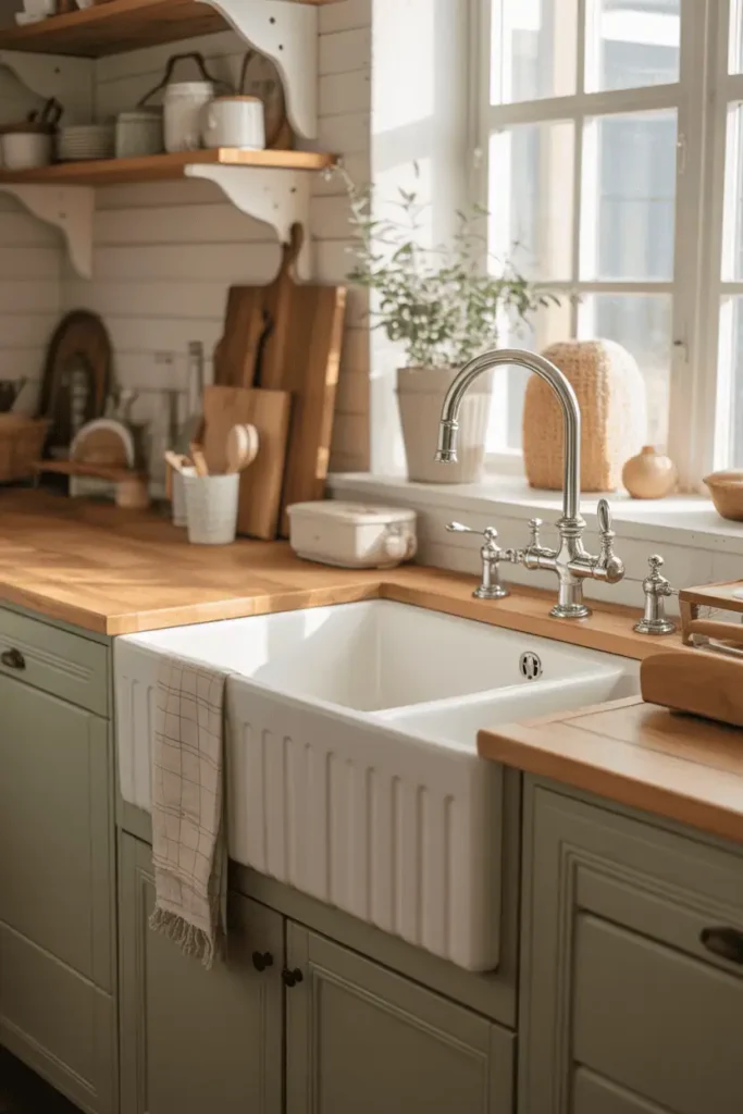 Farmhouse sink with apron front in porcelain