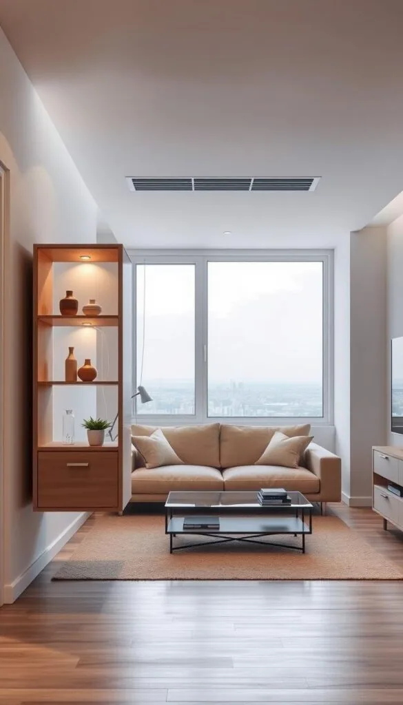 space-saving furniture and interior decorating ideas with floating cabinets