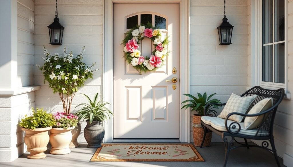 springtime entryway styling