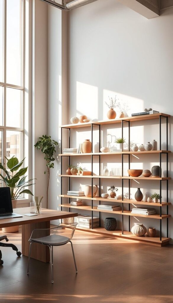 stylish storage solutions for open shelving