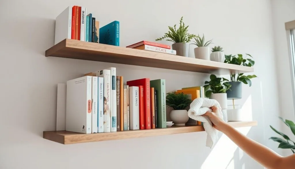 wall-mounted bookshelf maintenance