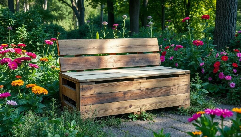 wooden pallet bench storage